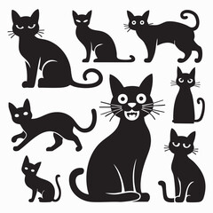 Naklejka premium set of cats silhouettes