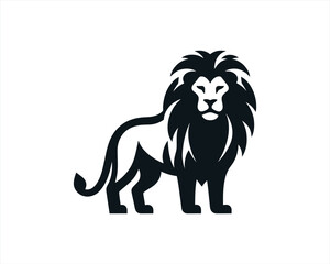Lion Logo Design Vector Template. Black and white Lion vector illustration.	
