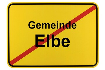 Illustration eines Ortsschildes der Gemeinde Elbe in Niedersachsen