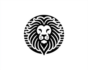 Lion Logo Design Vector Template. Lion Head Logo Icon Vector illustration. Black and white Lion head vector illustration.	
