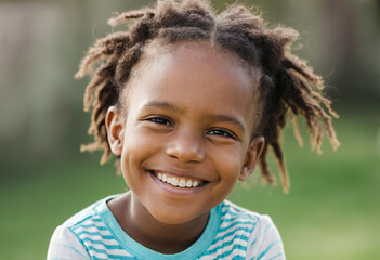 Portrait of happy child looking at camera and smiling