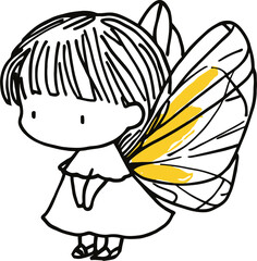 Cute Fairy with Yellow Wings Illustration - Enchanting Fantasy Character Drawing