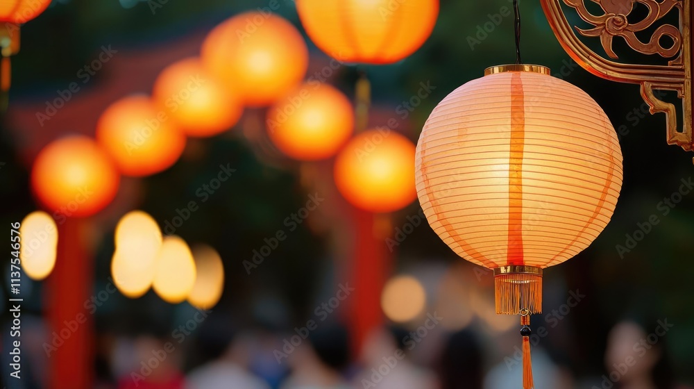 Poster chinese lanterns idea. vibrant lanterns illuminate the night, creating a festive atmosphere and cult
