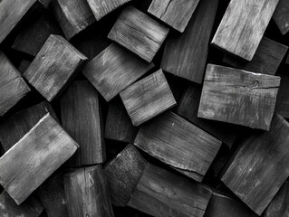 Wood Pile in Black and White