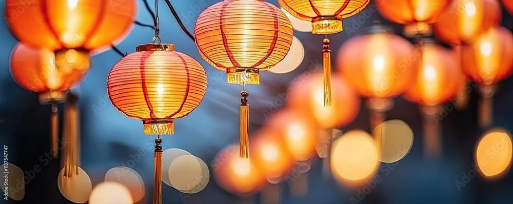 Aufkleber chinese lanterns idea. beautiful hanging lanterns glowing in the night, creating a warm and festive 