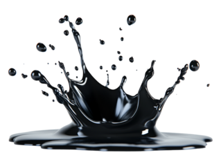 A Black Ink Splash, Isolated on a Transparent Background, Perfect for Creative Design Projects, Digital Art, or Abstract-Themed Content