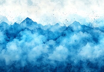 Fototapeta premium Blue Mountains Watercolor Landscape Art Painting