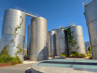 Auckland, New Zealand. Silo Park on the waterfront. Old cement tank farm that has been turned into a park.