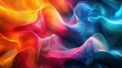 Dynamic flow of colorful waves abstract art digital illustration vibrant environment artistic viewpoint creative concept