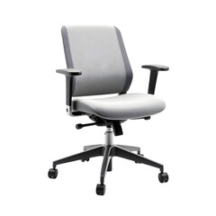 Fototapeta premium A modern ergonomic task chair with adjustable armrests and wheels, placed on a clean white background