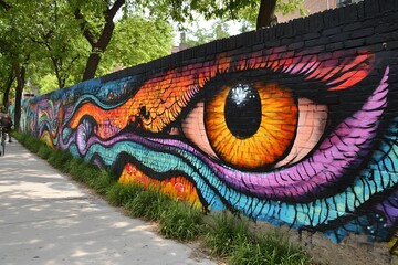 Vibrant street art in urban neighborhood