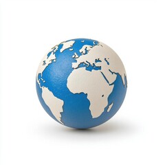 Fototapeta premium A photostock of a realistic Earth globe with detailed continents, isolated on a clean white background, symbolic and educational, High Quality