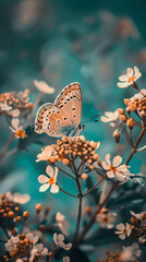A beautiful photo of a colorful butterfly resting against a natural landscape, perfect as a banner background for a cover or social media design.