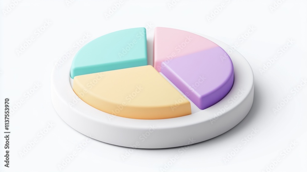 Aufkleber Colorful Pie Chart Model on White Background for Statistical Analysis