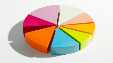 Colorful Pie Chart with Sections in Bright Vibrant Shades