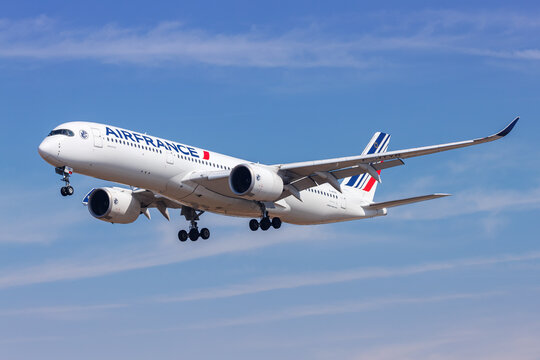 Air France Airbus A350-900 airplane at Los Angeles International Airport in the United States