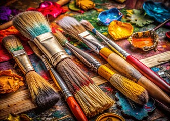 Obraz premium Macro Photography: Paint Supplies & Artistic Tools - Close-Up Details of Painting Essentials