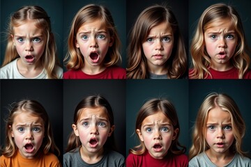 Expressions of Surprise and Shock: A Collection of Young Girls Displaying Various Emotions Perfect for Emotional and Educational Content