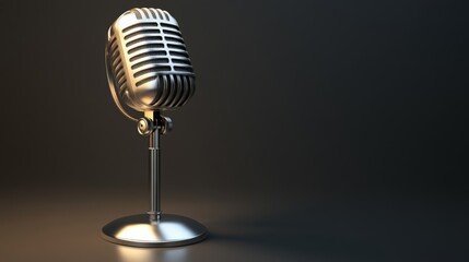 Vintage Microphone on Stand with Soft Light Background