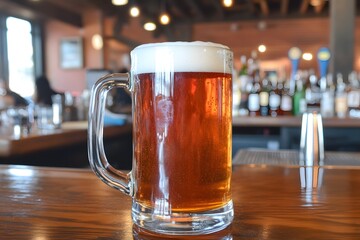 Classic beer mug with frothy head