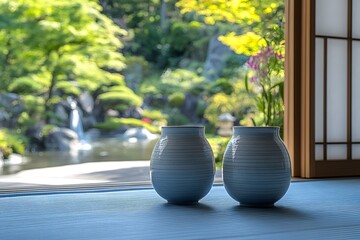 Traditional sake set with chawan
