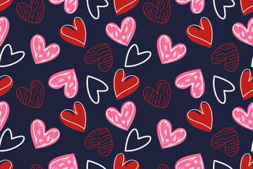 valentine day, valentine seamless pattern with hearts design for fabric, cotton, wallpaper, satin, carpet.