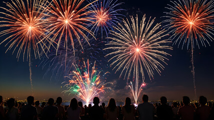 Obraz premium A fireworks display against the night sky