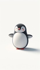 Fototapeta premium Penguin Standing on White Background, Embracing Minimalism with Curious Expression