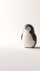 Obraz premium Penguin Standing on White Background, Embracing Minimalism with Curious Expression