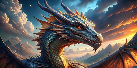 Majestic Dragon, Fantasy Creature, Mythical Beast, Winged Serpent, Fire Breathing Dragon, Digital Art, 3D Render, Stock Photo, High Resolution, No Background, Isolated Dragon