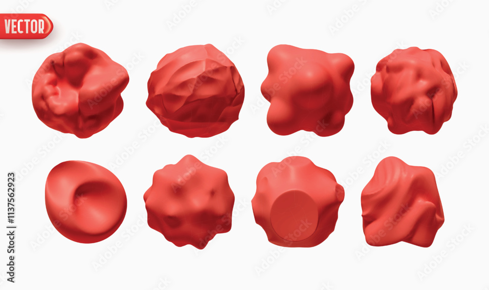 Poster set of metaball shapes of objects realistic 3d design. collection meteorites asteroids comet round b