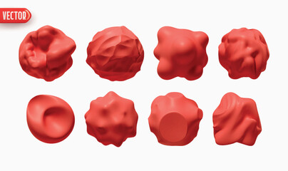 Set of Metaball shapes of objects realistic 3d design. Collection Meteorites asteroids comet Round ball spherical elements. Vector illustration © lauritta