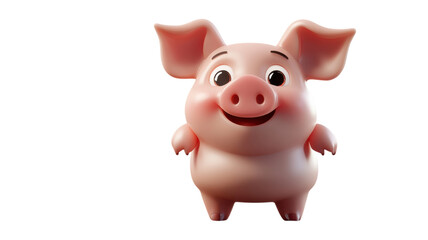 Cute cartoon pig character on a transparent background, perfect for children's illustrations and playful designs.
