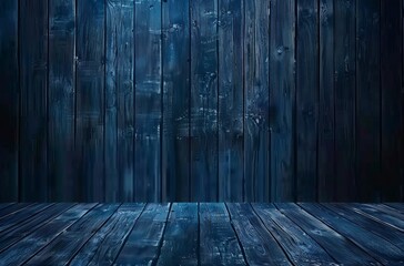 Dark blue wood texture background, horizontal planks of dark navy wooden surface with grain for design and wallpaper. Wooden wall or floor in navy color as an abstract backdrop