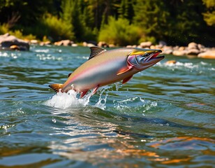 Fototapeta premium A fish leaping out of the water