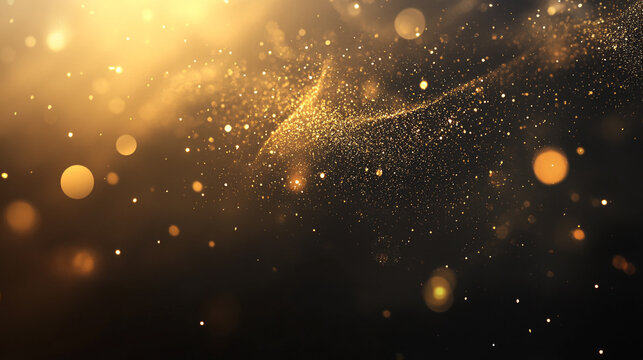 Golden Lights Background with Sparkling Glitter. beautiful gold light, Silvester Party New Year, 2025 New Year's eve party festival background banner panorama long greeting card