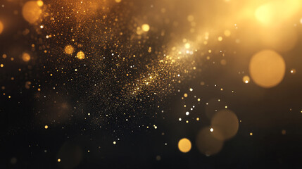 Obraz premium Abstract fiery sparks exploding in dark space. Golden Glittering Bokeh Sparkles