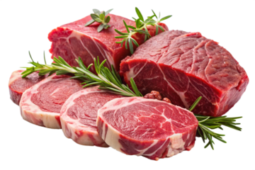 raw beef steak with rosemary