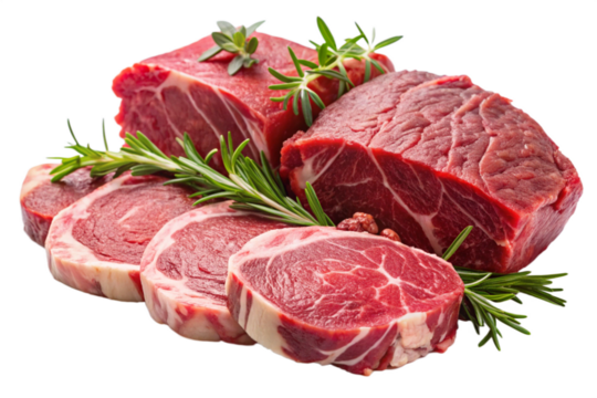 raw beef steak with rosemary