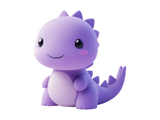 Cute 3D Chibi Dinosaur Mascot Design Isolated on Transparent Background