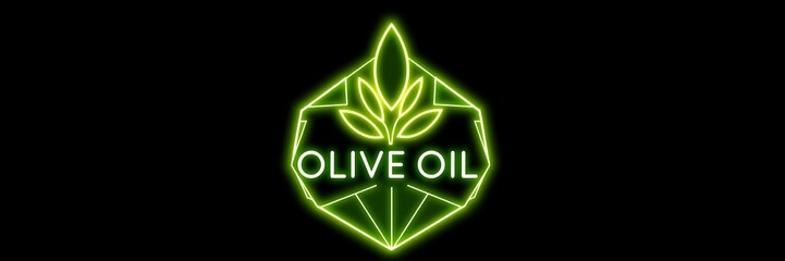 Neon olive oil logo design featuring modern geometric shapes and vibrant colors