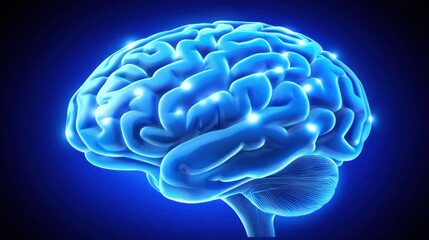 Human Brain Anatomy: A 3D Render of the Human Brain with Glowing Highlights