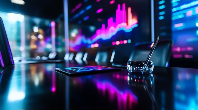 Data analysis meeting corporate office digital insights modern workspace close-up business strategy