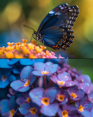 A beautiful photo of a colorful butterfly resting against a natural landscape, perfect as a banner background for a cover or social media design.