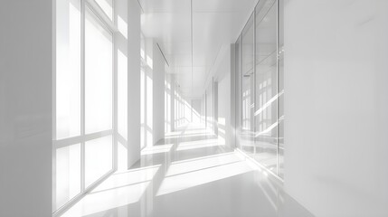 Obraz premium Sunlit White Corridor: Modern Architecture