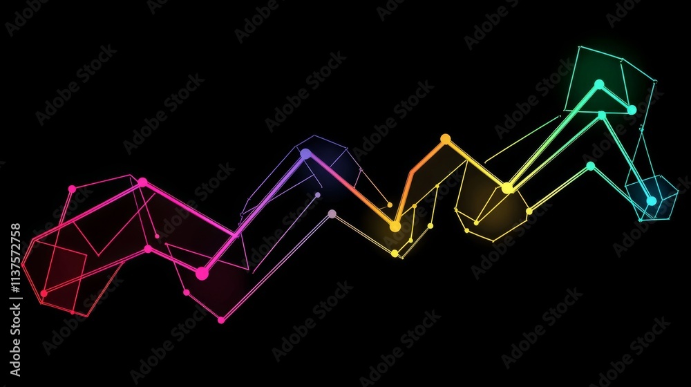 Aufkleber abstract colorful geometric lines on black background for design