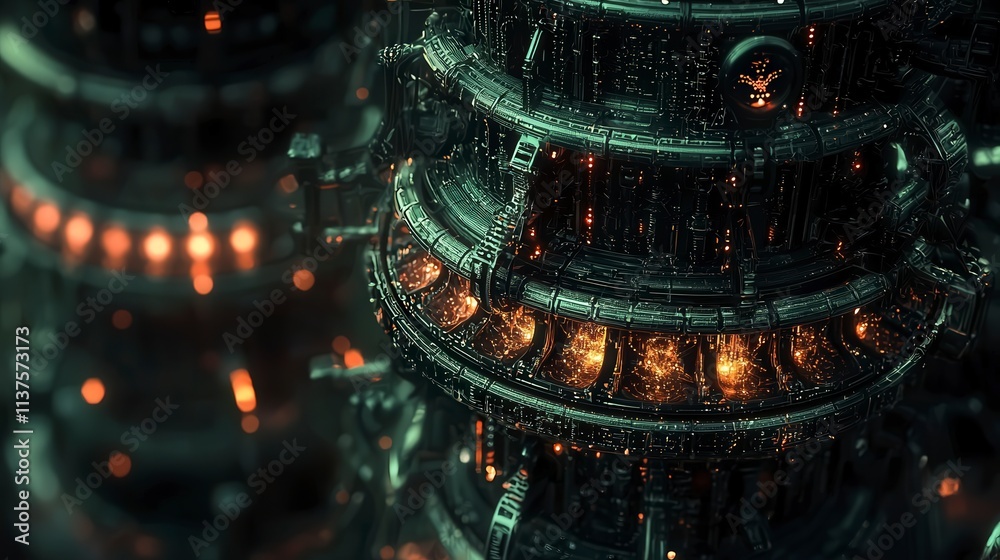 Poster intricate closeup of layered button structures futuristic tower digital art dark environment aesthet