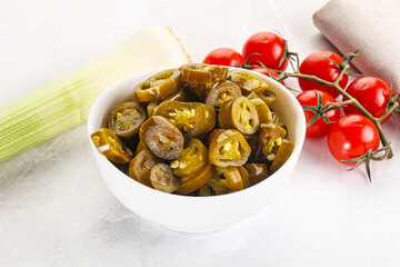 Sliced canned jalapeno pepper