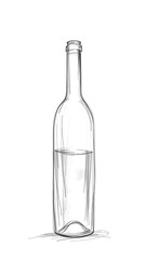 Hand drawn style sketch of wine bottle with volumetric lighting and dust motes
