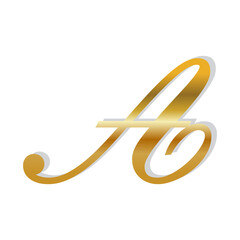 Fototapeta premium Golden letter A on a white background